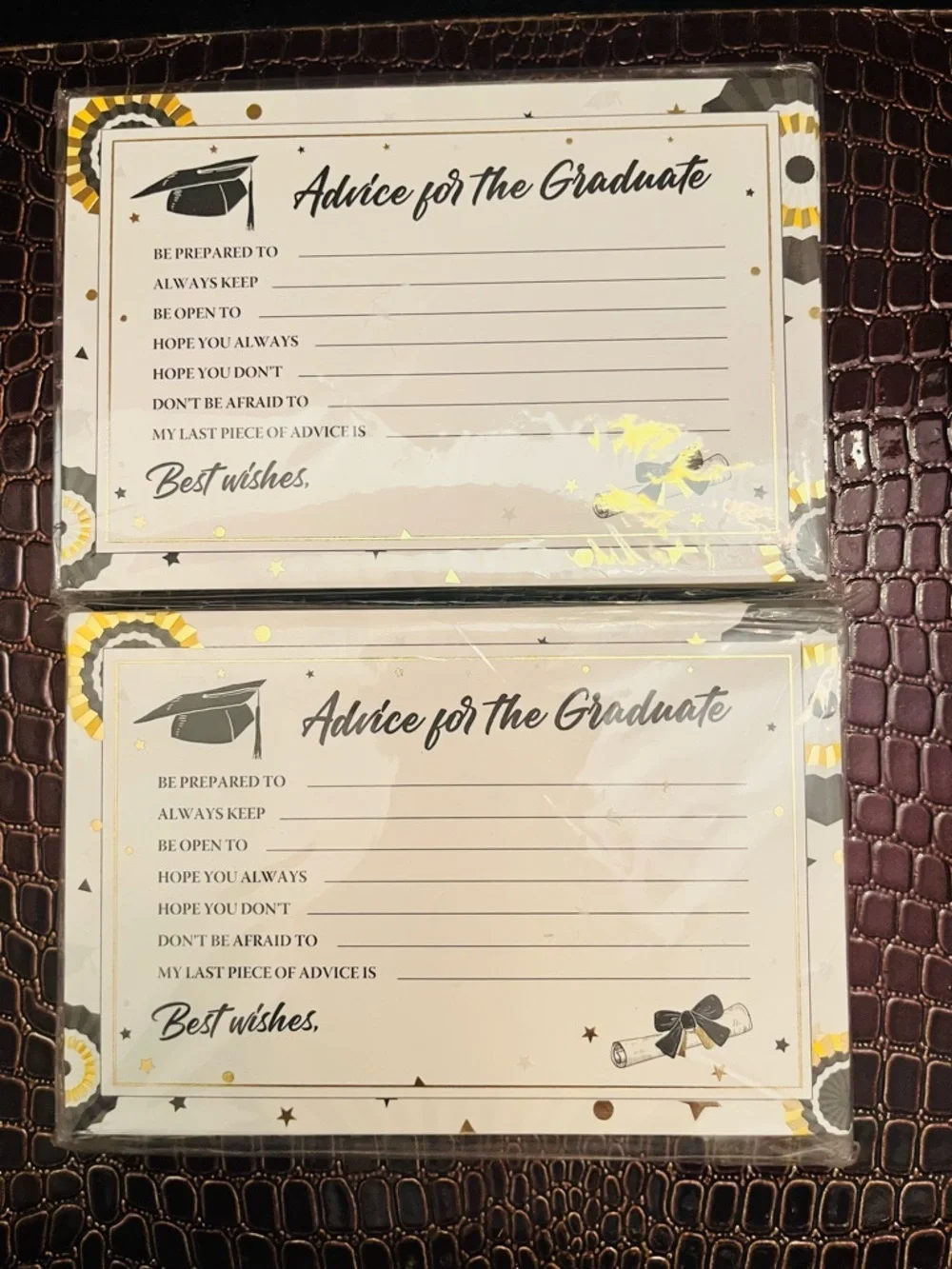Graduation Advice Cards – 2 packs (Approx. 50 ea.) Gold & Black Accents NWOT